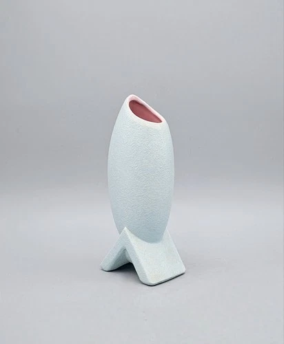 Vintage McCoy Pottery Capri Art Deco Atomic Torpedo Textured Vase 7.5"