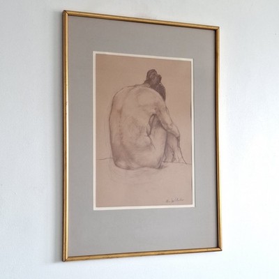 Bohuslav Barlow Original Pastell sitzend Akt Portrait signiert gerahmt 1988