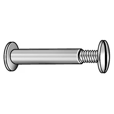 Binding Barrel, #8-32, 2 1/4 in Brl Lg, 13/64 in Brl Dia, Aluminum Plain, 25 PK