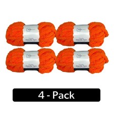 Chunky Chenille Yarn, 31.7 yd, Bright Orange, 100 Polyester, Pack of 4