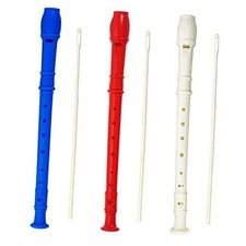 3 Pack 8 Hole Soprano Recorders Descant Flute With dark blue, red, white