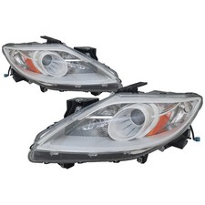 Headlight Set For 10-12 Mazda CX9 Halogen Chrome Left Driver Right Passenger