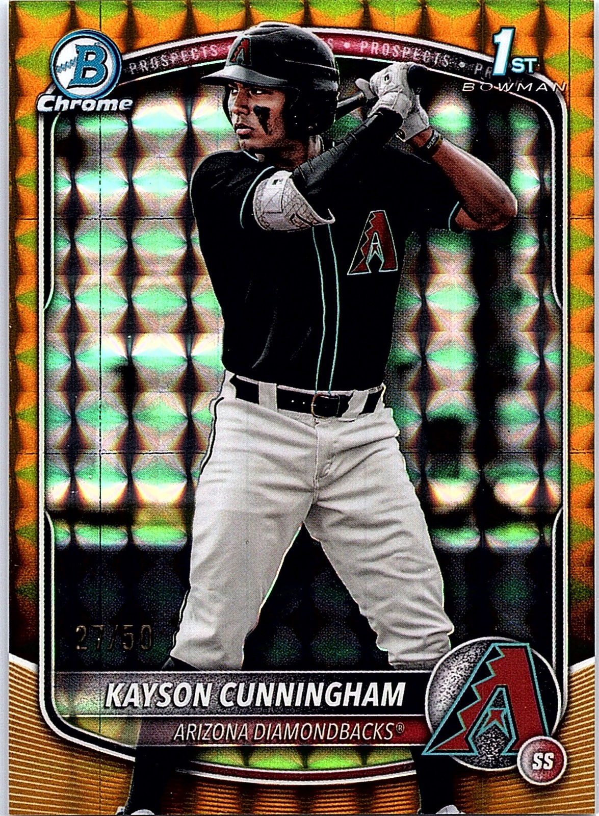 2025 Bowman Draft Kayson Cunningham #BDC-84 Chrome Gold Geometric Dbacks /50
