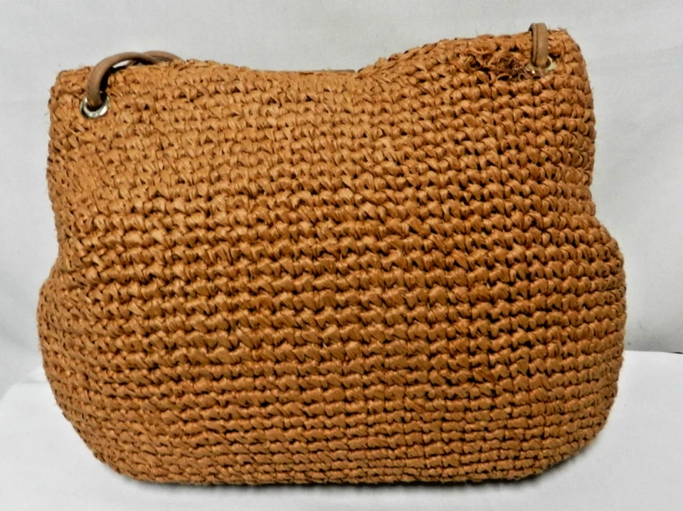 Bolsa de ombro Bally Vintage palha e couro feita na Itália marrom média - Imagem 3 de 4