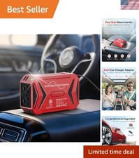 Pure Sine Wave Power Inverter - 300W Car Plug in Charger Outlet DC 12V to 110...
