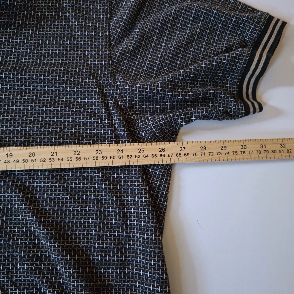 Camisa polo de manga corta Catalina 3XL blanca y negra geométrica mezcla de algodón para hombre Foto 3 de 4