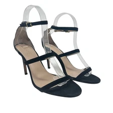 Raye Alley High Heels Pumps Shoes Suede Ankle Strap Buckle Black Size US 7.5