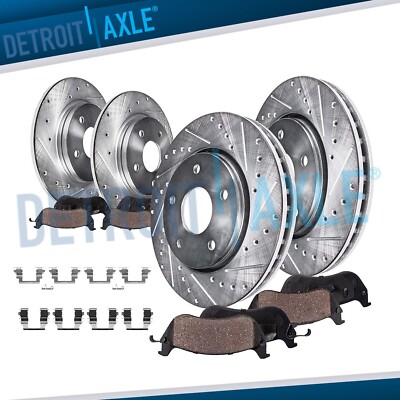 Front Rear DRILLED Rotors + Brake Pads for Chrysler Sebring Dodge Stratus Galant