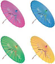 Assortment or Six 6 30"" Large Asian Silk Umbrella/Parasol