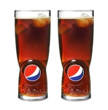 2x Pepsi Colour Embossed Logo One Pint 20oz 568ml Glass Brand New RARE CE M17