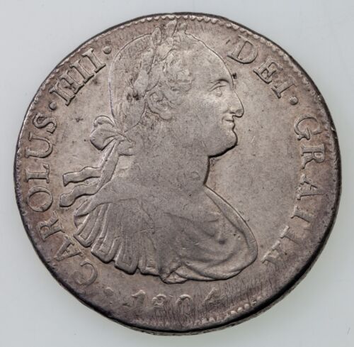 Moneda de Plata 1804Mo TH México 8 Reales en Muy Muy Muy Muy Muy Muy Bien, KM 109 - Imagen 1 de 4