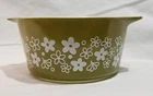 Vintage PYREX 473 Crazy Daisy Spring Blossom Cinderella Bowl, 1 QT. Green no lid