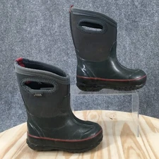 Bogs Boots Youth 8 Solid Classics Rain Gray Waterproof Pull On Mid 71442-410
