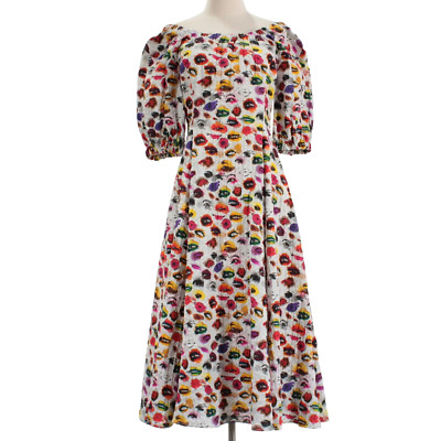 Jonathan Cohen NWOT Graphic Print Midi A-Line Dress Size Medium in White/Multi