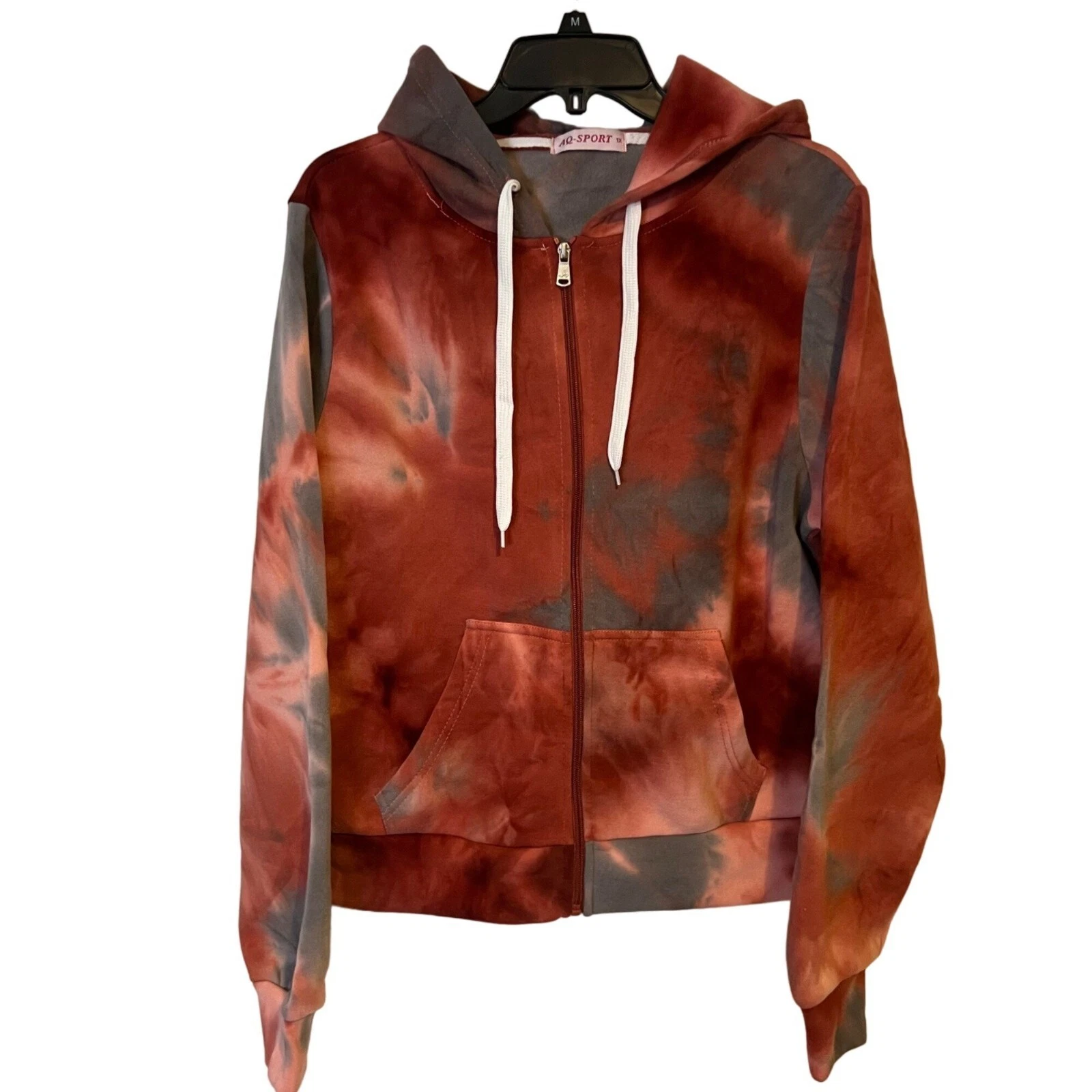 AQ Sport Hoodie Jacket Womens 1X Tie Dye Multicolor Fleece Pockets Soft NWOT