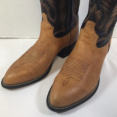 Tony Lama Pecan Taurus Shoulder Cowboy Boots Two Tone 6173  display picture 2