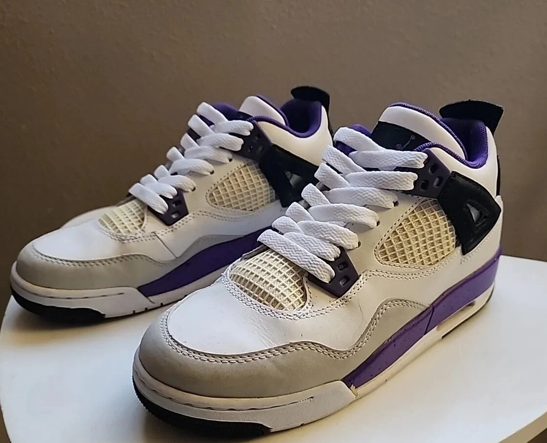 Air Jordan 4 Retro GS bianco viola 487724 108 giovane taglia 4 5 UK 4