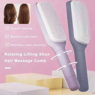 Self-Cleaning Massage Hair Brush   Anti-Static Scalp Comb with Long Handle | Det