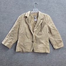 Old Navy Women Jacket Large Beige Blazer 100 Linen Button Up 3/4 Sleeve NWT