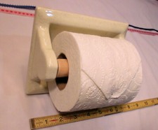 Ivory Peppered Glossy Ceramic Toilet Paper Holder; Criteria 1950's NOS Mint