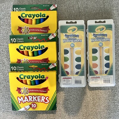 Crayola (2) Water Paints!  (3) Crayola Classic Markers,  LOT Of 5.  NEW!!