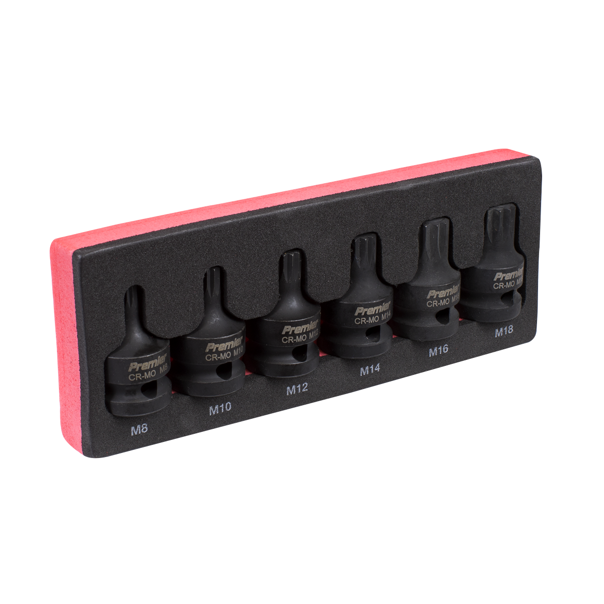 Urto Spline Presa Bit Set 6pc 1.3cmSq Guida AK5608 Sealey Nuovo