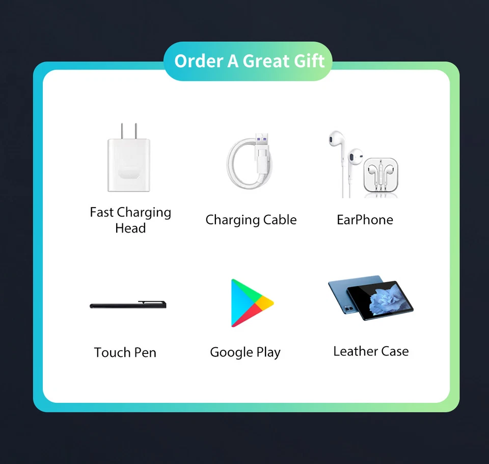 New 10.1" Android 12 8GB 256GB Tablet, Wifi 5G 4G SIM Keyboard Included - Image 4 of 4