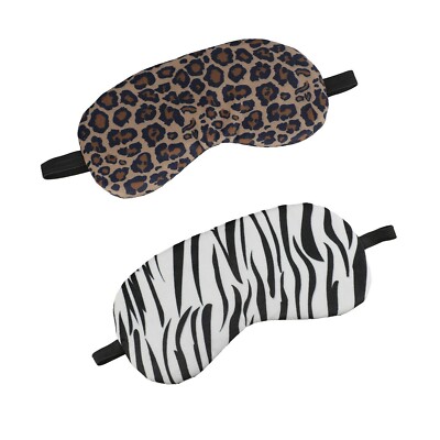  Set of 2 Animal Printed Cotton Velvet Soft Comfortable Eye Mask with Gel