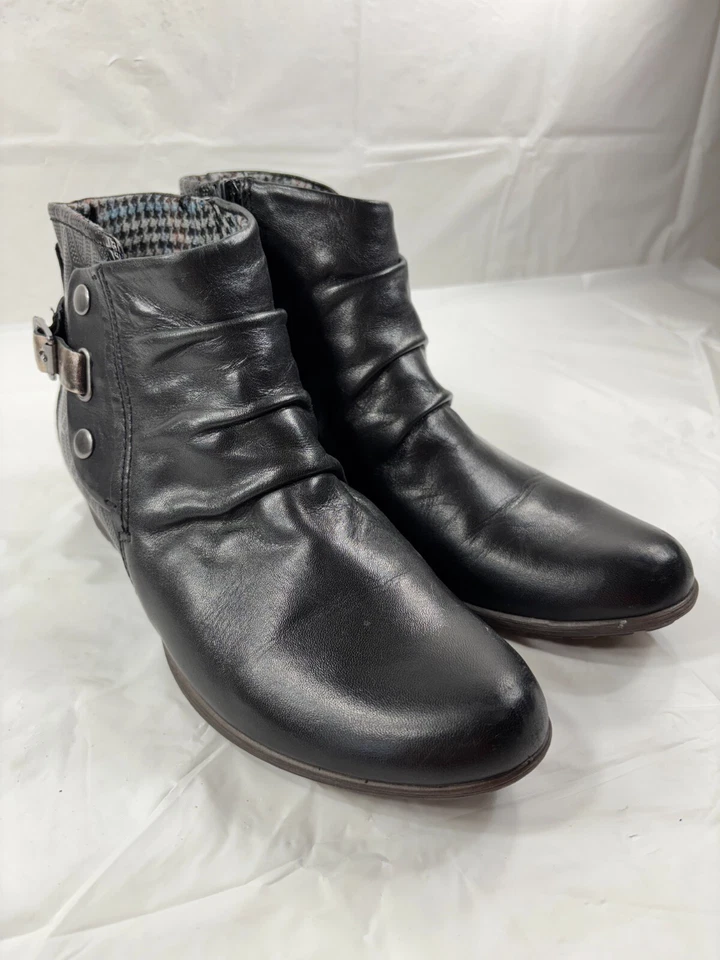 Rockport Cobb Hill Gratasha Black Leather Ankle Boots 9 Foto 3 de 4