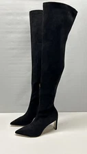 NEW Jimmy Choo Black Suede Stretch Over The Knee Thigh High Pointed Boots Sz 39