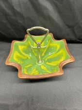 A Beautiful Vintage MCM California Pottery #710 Nut/Candy Dish Metal Handle