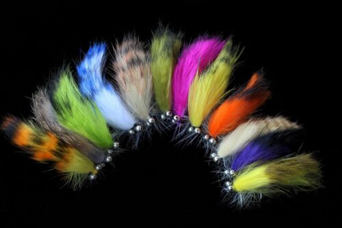 12 Colors Assorted Zonker Streamers Trout Fly Fishing Flies Lures Fly Set-Size#6 - Picture 1 of 6