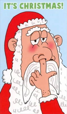 RECYCLED PAPER GREETINGS Santa Picking His Nose Funny / Humorous Gift Card Money Holder Christmas Card