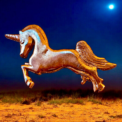 Vintage Gold Toned Flying Unicorn Pin Brooch Fantasy TINY