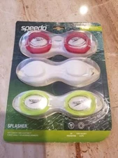NIP  Lot of 2, Speedo Splasher Googles Kids 3-8 Sparkle Red, Lime Green 