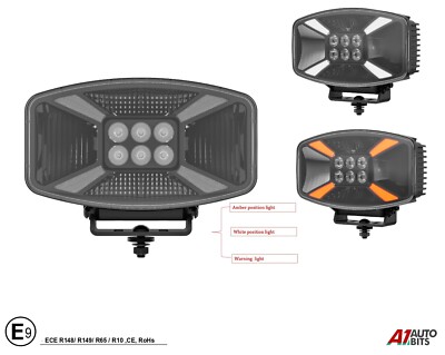 X Design weiß bernstein Jumbo LED Fahrscheinwerfer Lampe X1 + bernsteinfarbenes Stroboskoplicht