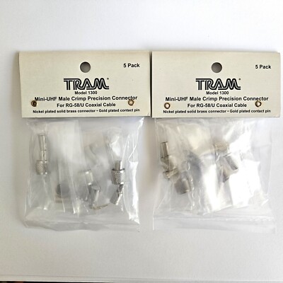 10 Crimps/Connectors MiniUHF Male 4piece For RG58/U Solid Center 