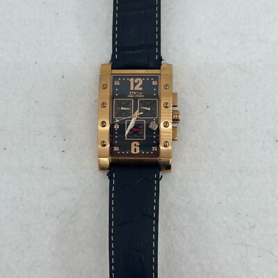 Daniel Steiger Valiant Rose Gold Men's Watch Black Leather Square