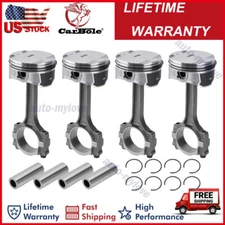 Engine Pistons & Rings Kit & Connecting Rods For Buick Chevrolet GMC Saturn 2.4L