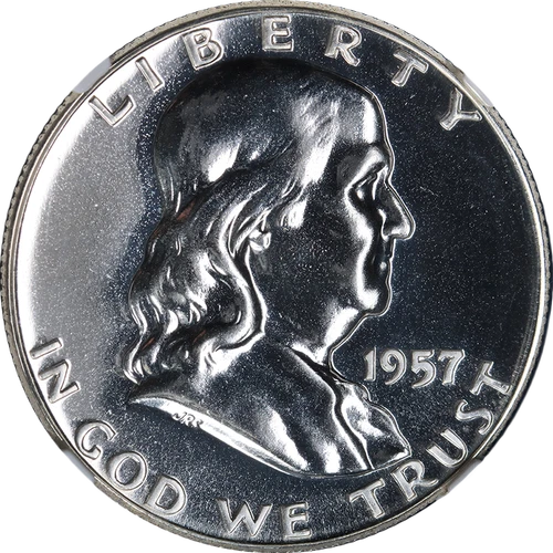1957 Franklin Half Dollar Proof NGC PF67 Blazing White Gem Strong Strike