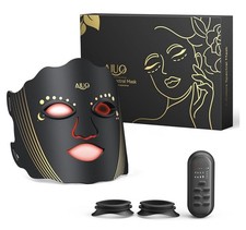 AIUO 7-Colors Spectral LED Light Therapy Mask for Face, Rechargeable, Black