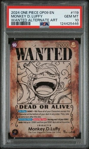 Monkey D Luffy PSA 10 Wanted Poster OP05-119 Emperors in the New World Foil