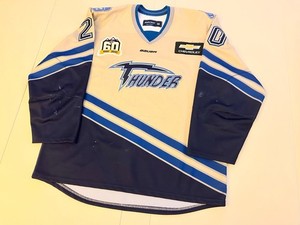 Langley Rivermen BCHL Owen Kim Reverse Retro Thunder Game Worn Jersey