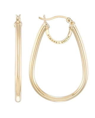 NEW Simone L. Smith Sterling Silver Gold Tone High Polished Pear Hoop Earrings