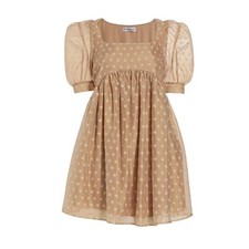 En Saison tan polka dot babydoll Minidress New Desiree Organza neutral