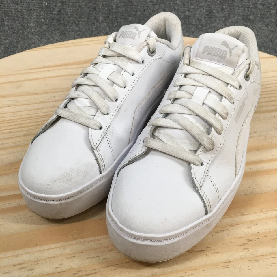 Puma Shoes Womens 7 Smash Platform V2 Sneakers White Lace Up Low Top 394006-01 - Image 4 of 4