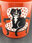 Vintage Waechtersbach W Germany Red Black Cat Mug Polka Dot Chair — photo 2