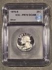 1976-S Washington Quarter–SILVER Bicentennial–ICG PR70 DCAM–Deep Cameo Proof