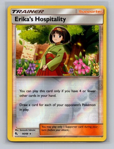 Erika's Hospitality 56/68 Rare Hidden Fates Pokemon Reverse Holo Near Mint