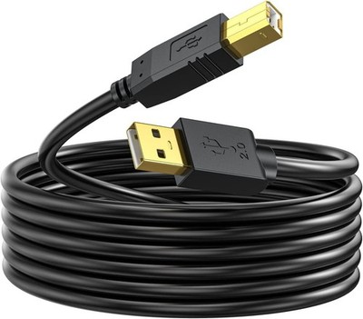 Printer Cable 25 Ft,  USB Printer Cable Cord Type A-Male to B-Male Printer USB
